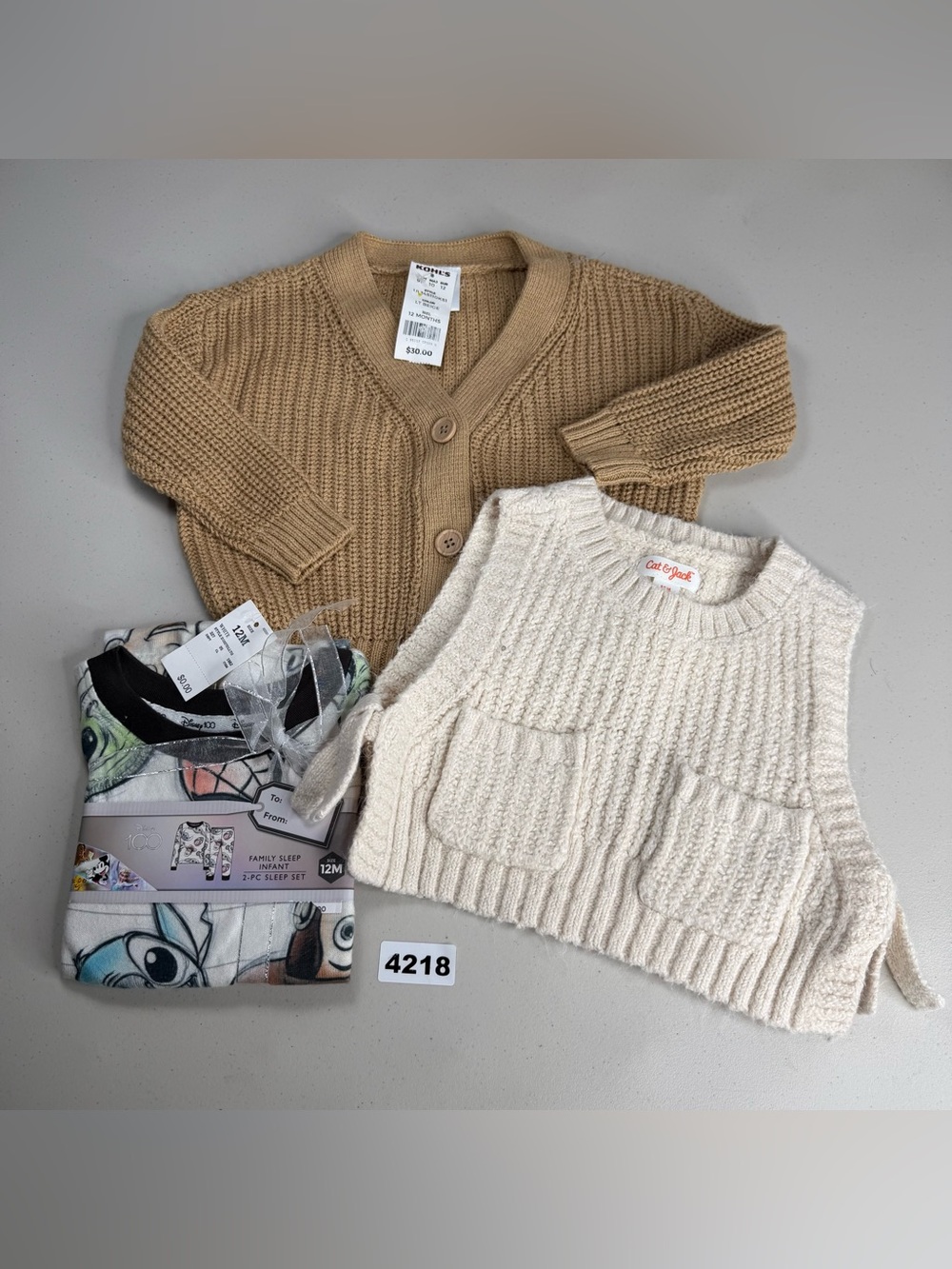 Cat & Jack 12 Months Multicolor Knit Pullover Sweater Crew Neck Pockets